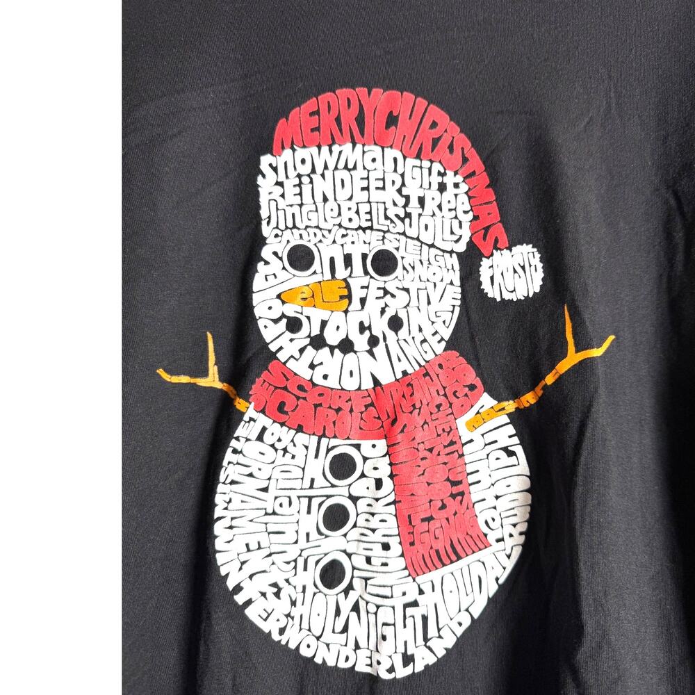 LAPOPART Word Art Snowman Graphic Tee NWT Black LS Cotton Size 2XL